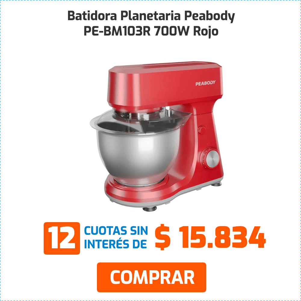 Batidora Planetaria Peabody PE-BM103R 700W Rojo 12 cuotas sin interés de $15.834 COMPRAR
